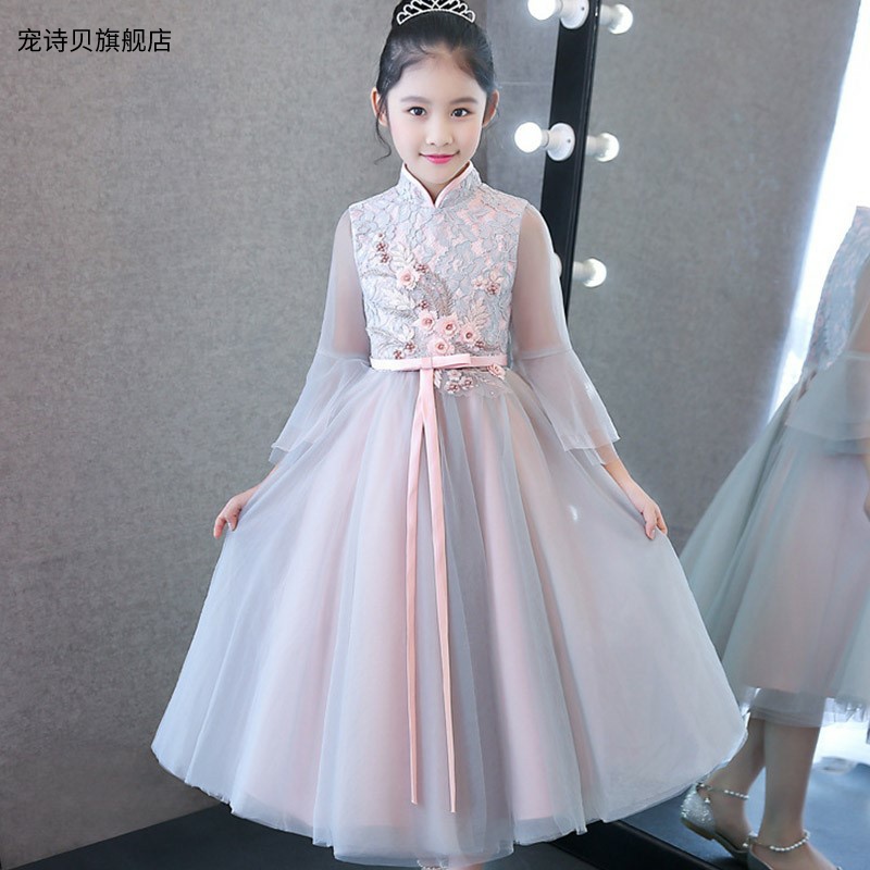 古筝演出服女大童礼服12-15岁中国风学生古典钢琴表演公主裙琵琶9