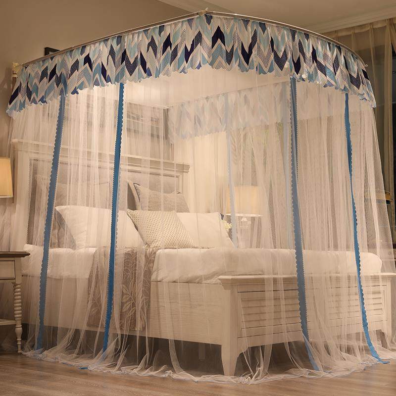 u型蚊帐可伸缩家用双人简约支架纹账y18m加密加厚15米床20x2