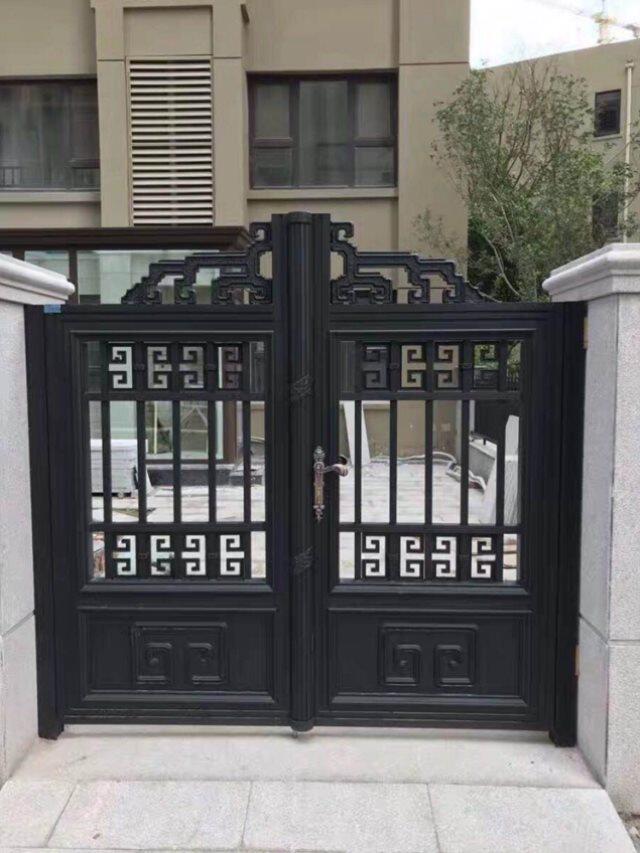 别墅庭院大门铁艺大门欧式定制小区热镀锌围墙电动铁门对开门铝艺