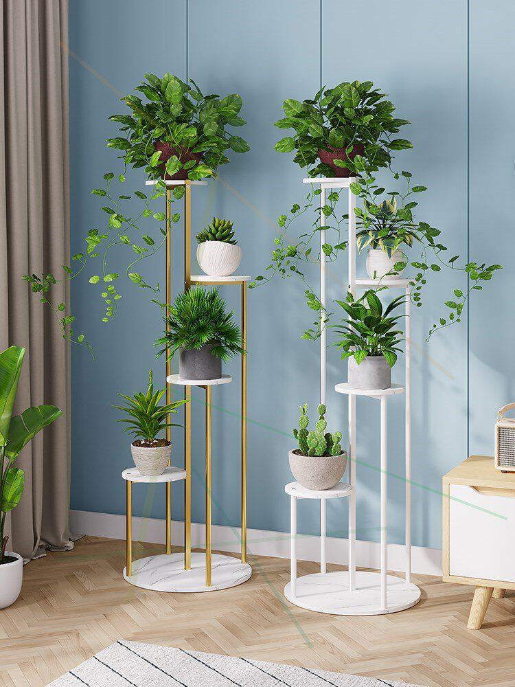 花架置物架铁艺花盆室内装饰客厅落地式多层阳台绿萝多肉摆花架子