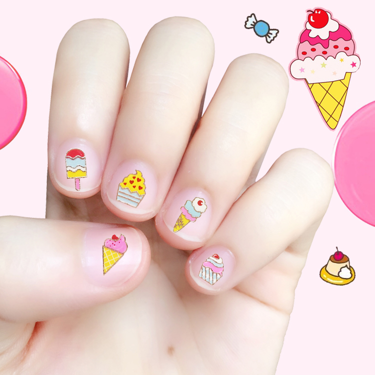 美甲韩国宝宝全卡通小孩3d贴指甲儿童女孩环保贴纸防水幼儿园优惠券