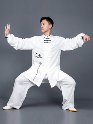 小和山高档太极服女新款飘逸棉麻太极拳练功服中国风服装男中长款
