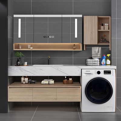 洗衣机柜水池卫生间洗衣机脸盆一体组合洗衣柜岩板洗手盆柜洗漱台