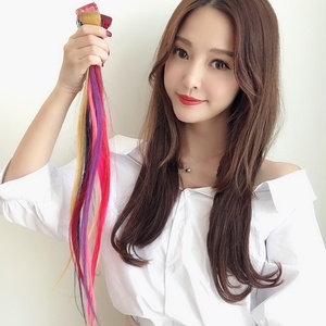 真人发片挑染图片