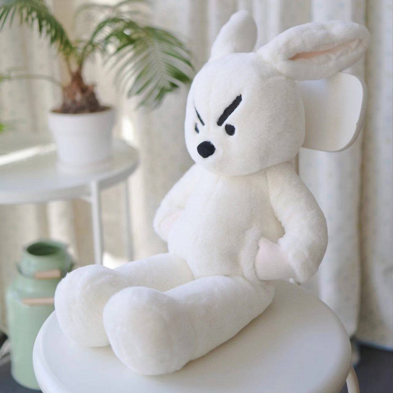 韩国新款奋斗兔问童子同款可爱兔子大抱枕女生毛绒玩偶公仔娃娃潮
