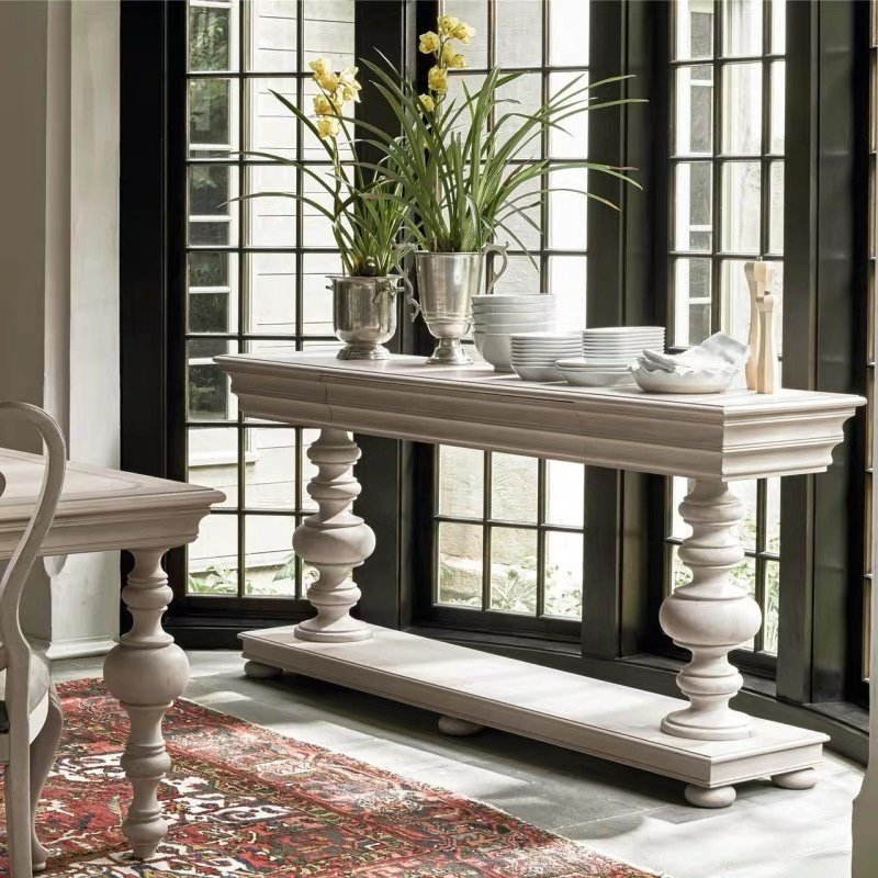 美式玄关桌欧式实木端景台超薄靠墙进门沙发背几装饰柜复古玄关柜