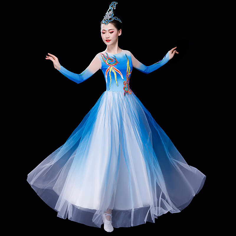 正品开场舞大摆裙演出服2022新款大气舞台合唱舞蹈服装伴舞现代长