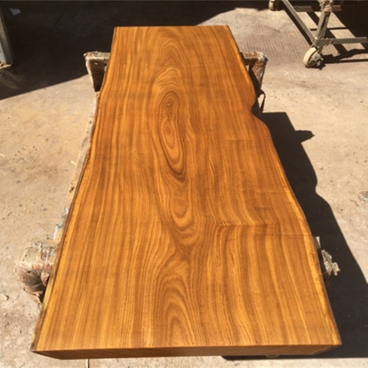 尺寸:162-61-5金丝柚木大板实木茶桌自然f边餐桌简约现代家具