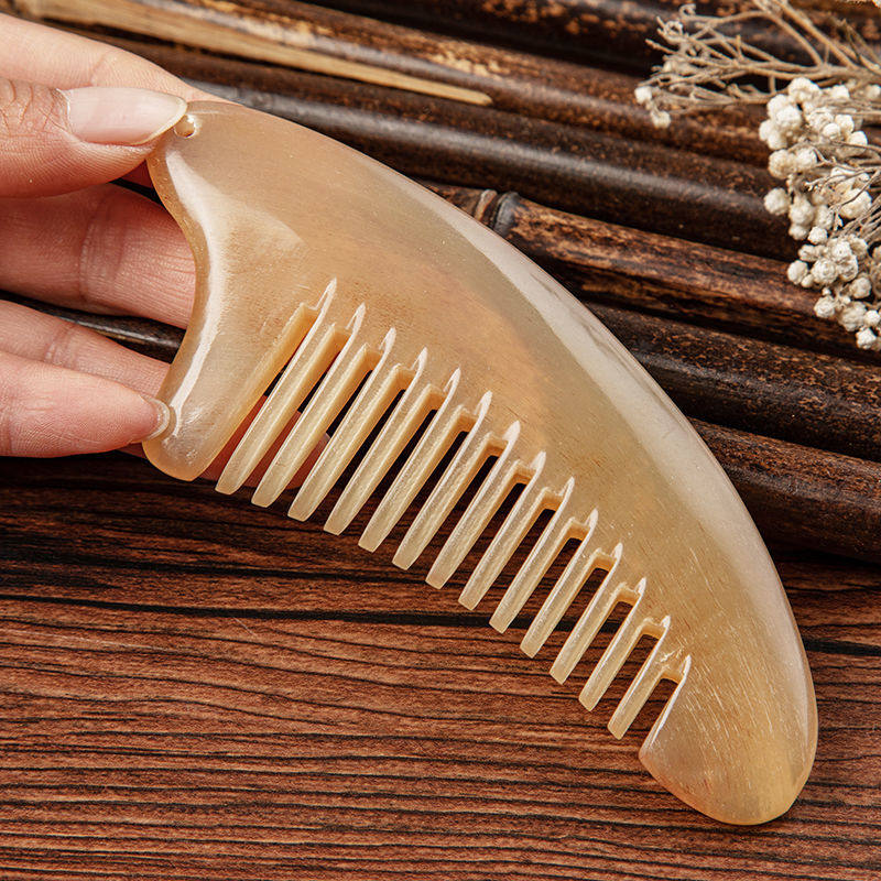 黄牛角纯天然大号牛角梳子防静电脱发梳加厚头部经络全身按摩梳子