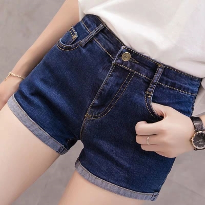 潮流短裤女韩版破洞高腰图片