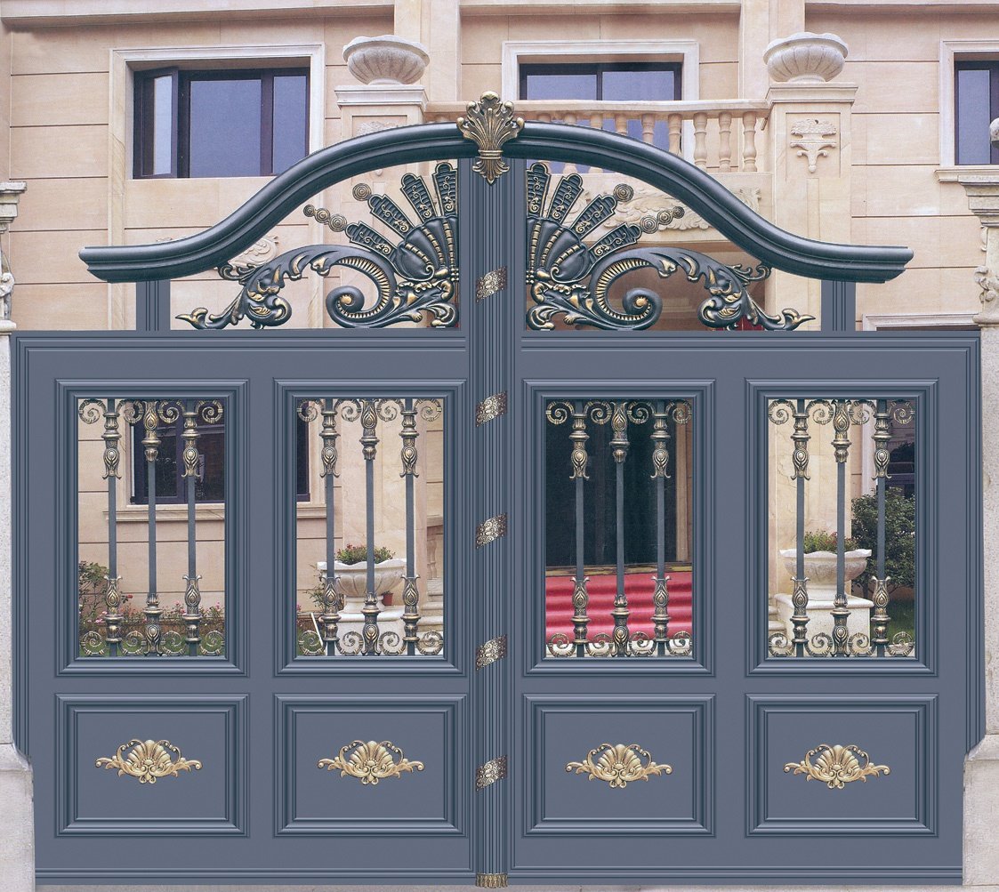 农村别墅大门对开门_平移电动铝合金大门别墅庭院y门对开门农村大门对