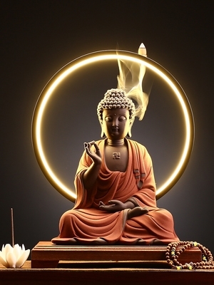 新中式释迦摩尼如来佛祖佛像禅意摆件客厅玄关电视柜酒柜装饰摆设