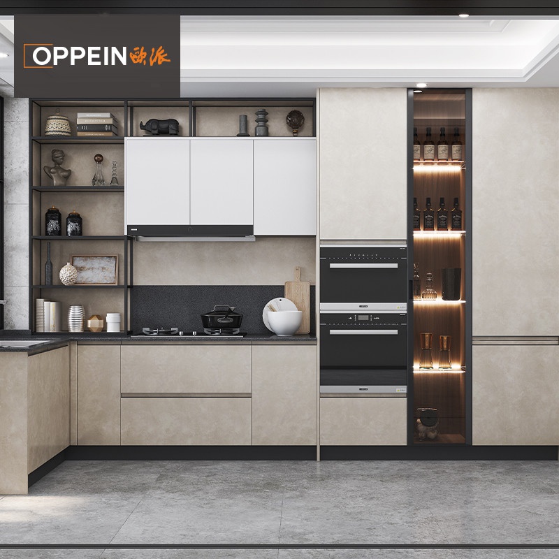 欧派橱柜整体橱柜_欧派整体橱柜定制现代简约石英石台面橱柜定制小