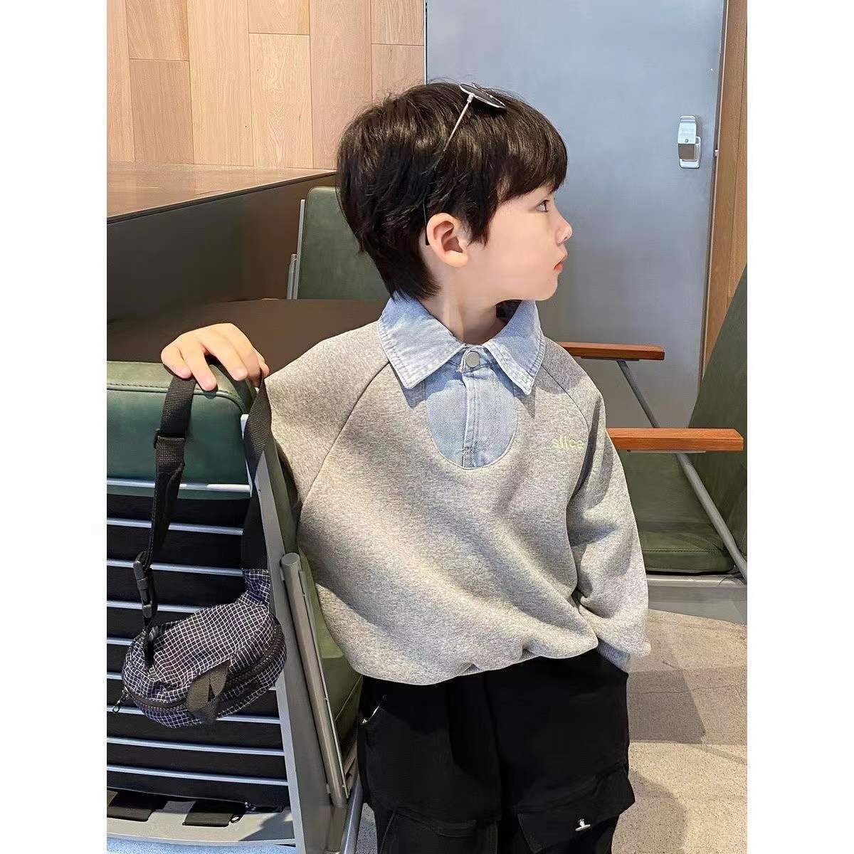 巴拉巴拉韩范男童装上衣男童卫衣加绒加厚2021秋季新款儿童韩版洋