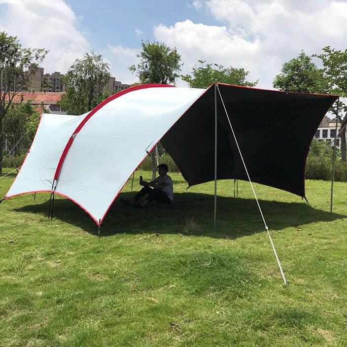 猴户外天幕哈比帐篷超大四格纹黑胶全遮阳光防晒防雨水新款牛津布