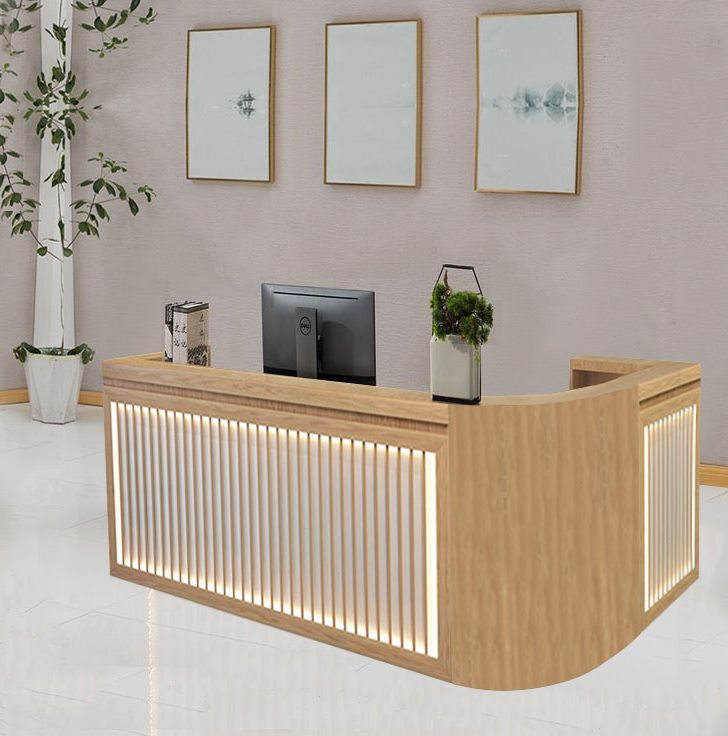 新中式收银台采耳美容院养生馆茶楼公司柜台餐厅接待前台带灯吧台