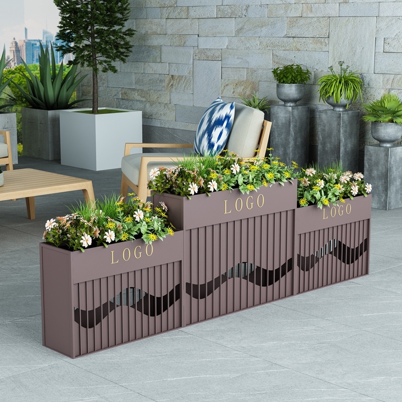 户外花箱铁艺不锈钢组合隔断铝合金花槽庭院种植箱售楼部景观花坛