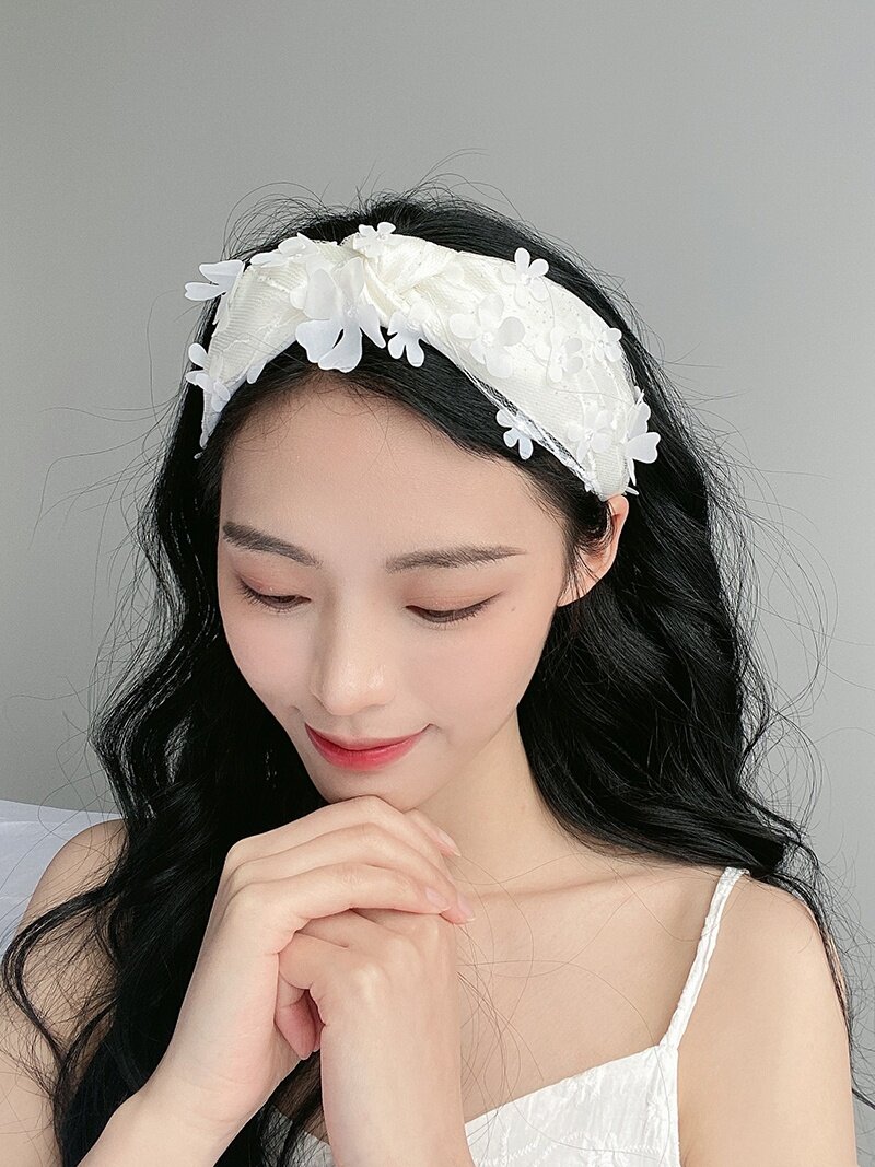发带超仙花朵蕾丝_韩国立体花朵白色发箍仙女发卡森系头箍超仙复古纯