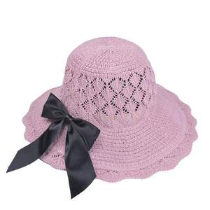 花棉麻带渔夫小帽女版边帽花防风绳波浪草帽清新同沿款型韩可折叠