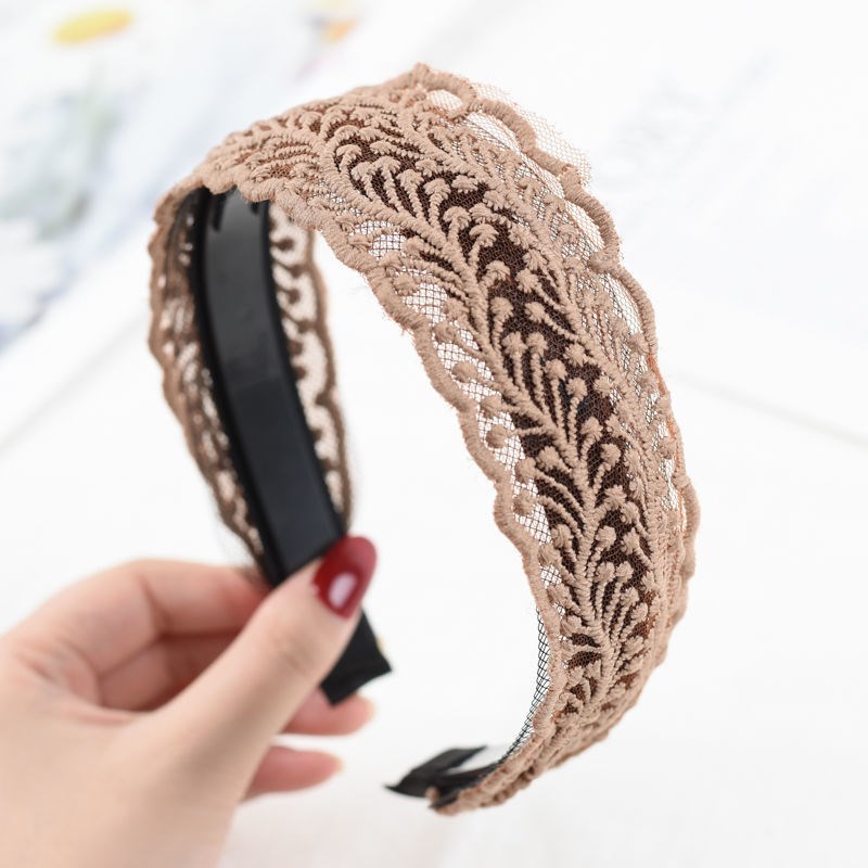 韩国头饰宽边蕾丝发箍女花边压发洗脸头箍防滑发卡简约发窟发饰品