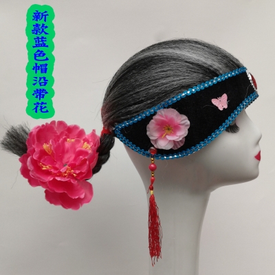 戏剧秧歌头套二人转媒婆老太太假发头饰翘k辫老太婆反串演出道具