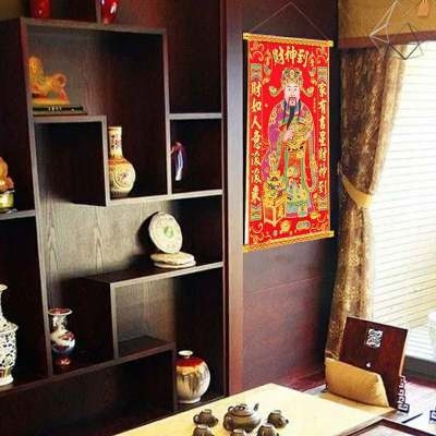 年画春节装饰客厅灶王爷财神爷挂画财m神到复古怀旧传统绒布高档