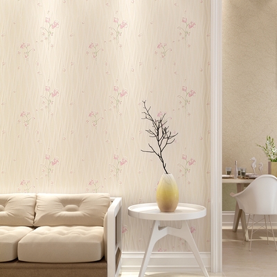 卧室壁纸温馨百搭风格 女孩房间无纺布小花墙纸粉色 婚房主卧墙纸