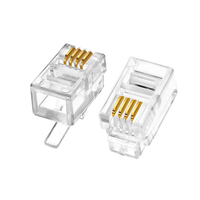 域能4p4c电话语k音话筒线水晶头听筒手柄线窄小四芯rj12话柄连接