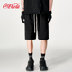 Coca-Cola/可口可乐 纯色简约飘带章仔运动宽松休闲五分短裤