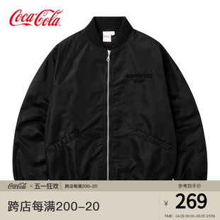 Coca-Cola/可口可乐外套男2024春秋季美式刺绣工装休闲飞行服夹克