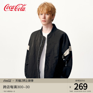 Coca-Cola/可口可乐 美式飞行员夹克男秋冬季休闲宽松棒球服外套