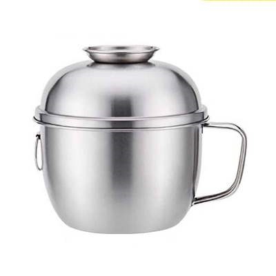 不绣纲碗不锈钢餐杯家用j带盖泡面碗快餐杯学生成人饭盒手柄饭盒