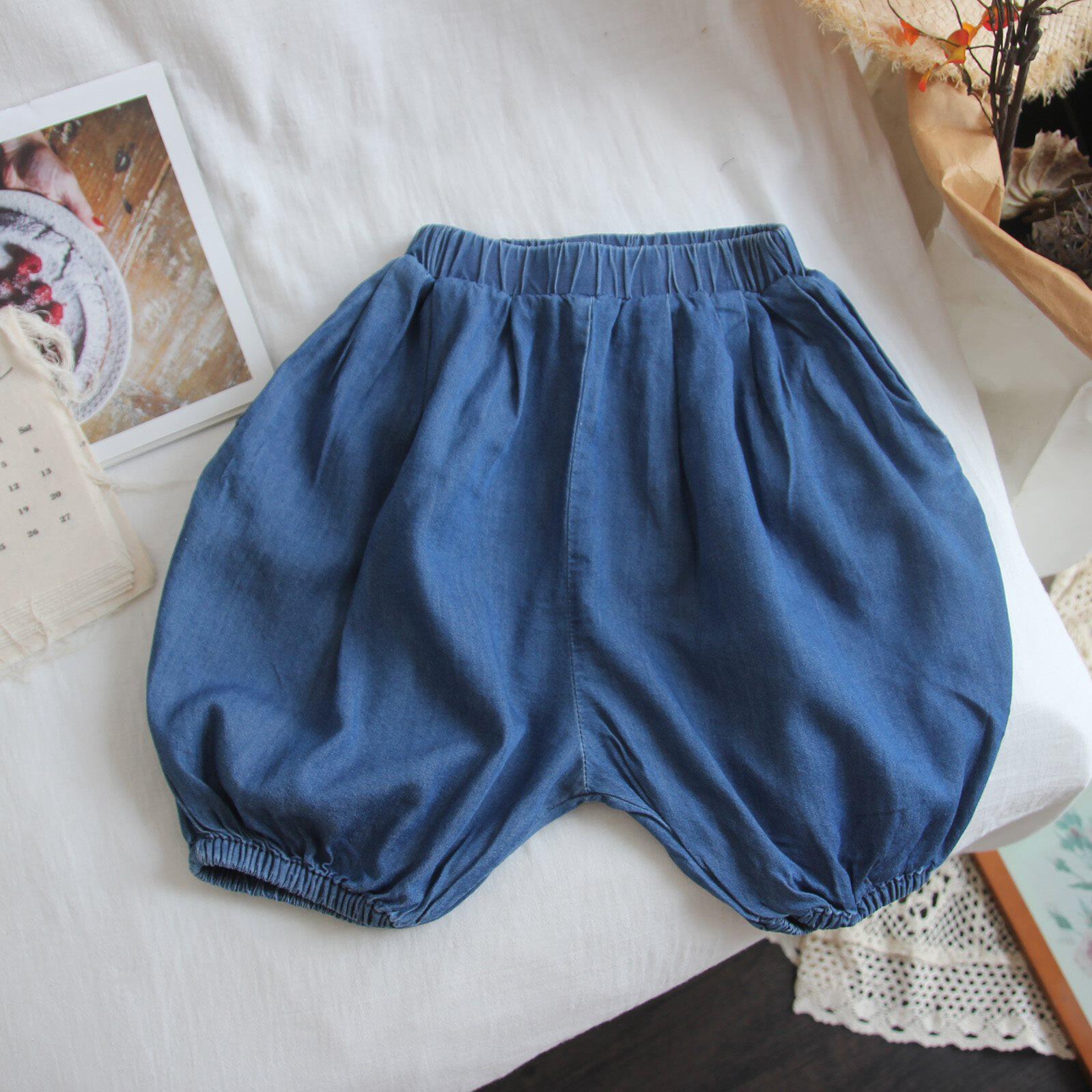 2020夏季儿童灯笼裤男童女童韩版天丝棉牛仔短裤薄款热裤五分裤