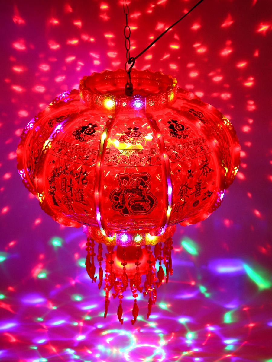 春节大门口七彩led旋转灯笼中国风走马灯笼阳台喜庆新年装饰吊灯