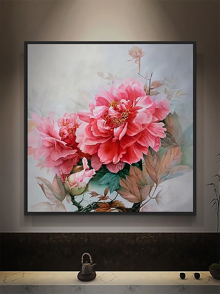 新中式客厅装饰画玄关现代墙画国风床头餐厅壁画卧室挂画牡丹花卉