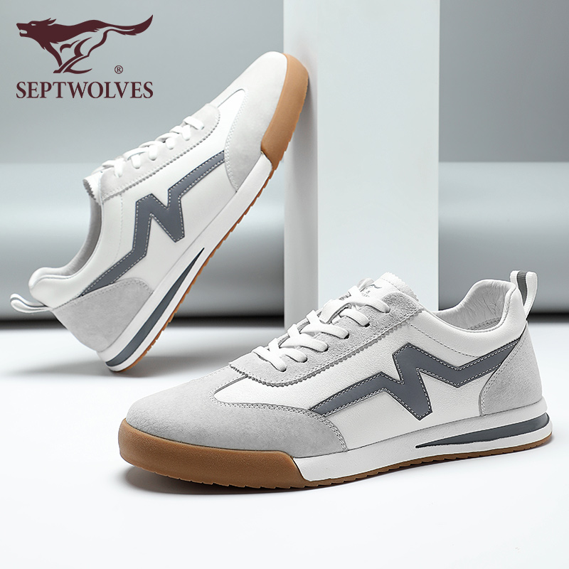 七匹狼秋冬新款男鞋运动鞋男跑步鞋2021年真皮青少年休闲阿甘潮鞋