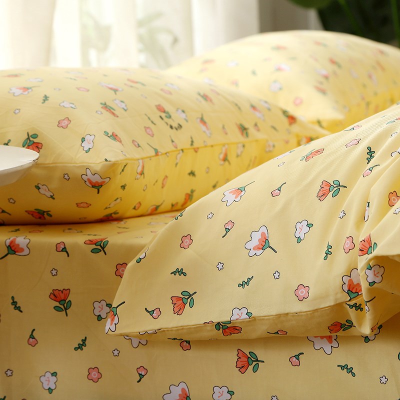 纯棉床单被套单件小花ins