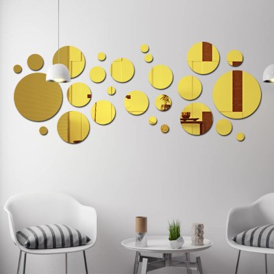 圆形镜面贴亚克力自粘墙贴北欧风创意背景墙板装饰镜子片小图案.