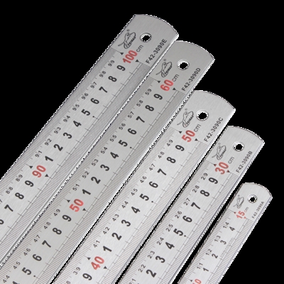 不锈钢直尺加厚型钢板尺钢尺木工尺15cm30cm50cm60cm1米尺子.