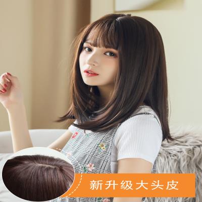 新假发套女中长发 内扣齐肩锁骨发圆脸梨花自然蓬松网红假发全头图片