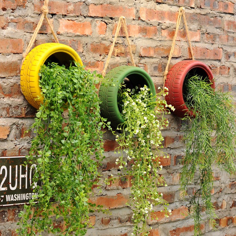 楼梯挂花盆轮胎装饰挂壁式网红阳台墙壁清新民宿简约植物绿植花园