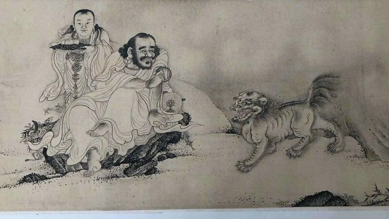 佛教人物名画李公麟十六应真宣纸工笔罗汉长卷国画