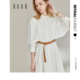 ELLE法式连衣裙女2023年秋季新款高腰显瘦薄款设计感白色衬衫裙