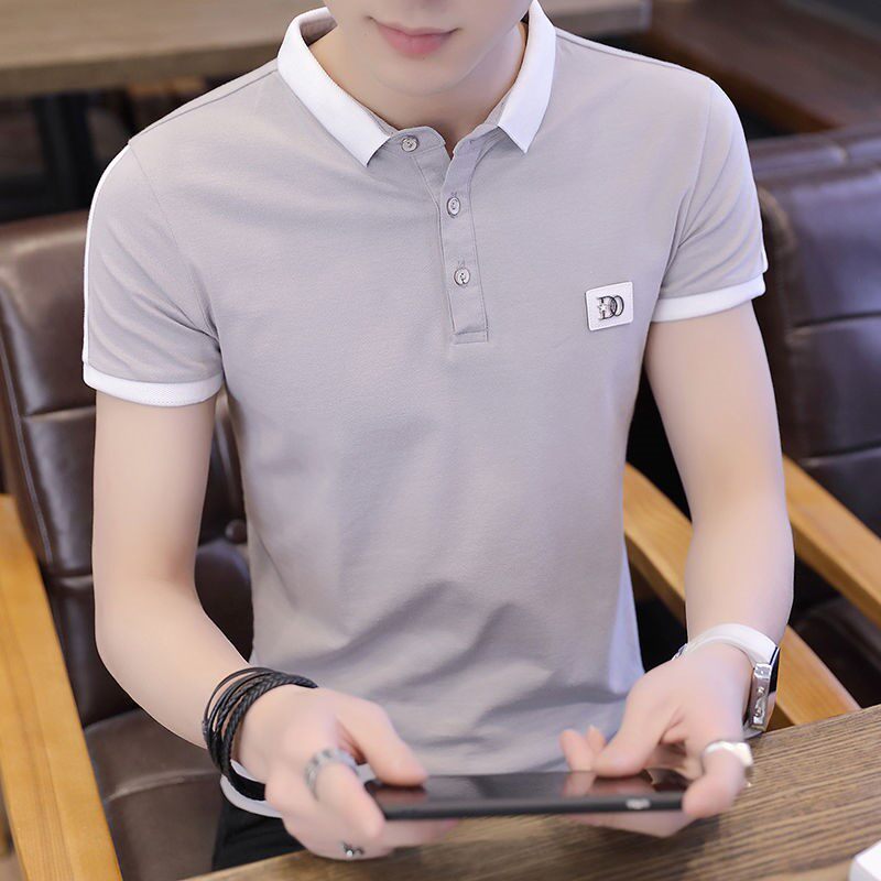春夏季男士纯棉短袖polo衫青年短袖t袖韩版时尚潮流翻领上衣服男
