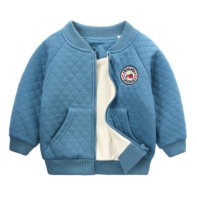 男童外套加绒棒球服厚2021春冬装新儿童拉链夹克衫宝宝棉衣服7.