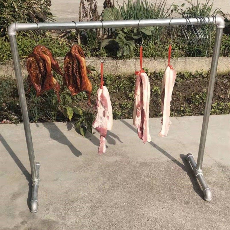 挂腊肉家用小型折叠晾晒羊肉架子烘烤卖咸杀猪肉专用挂钩货架杆子