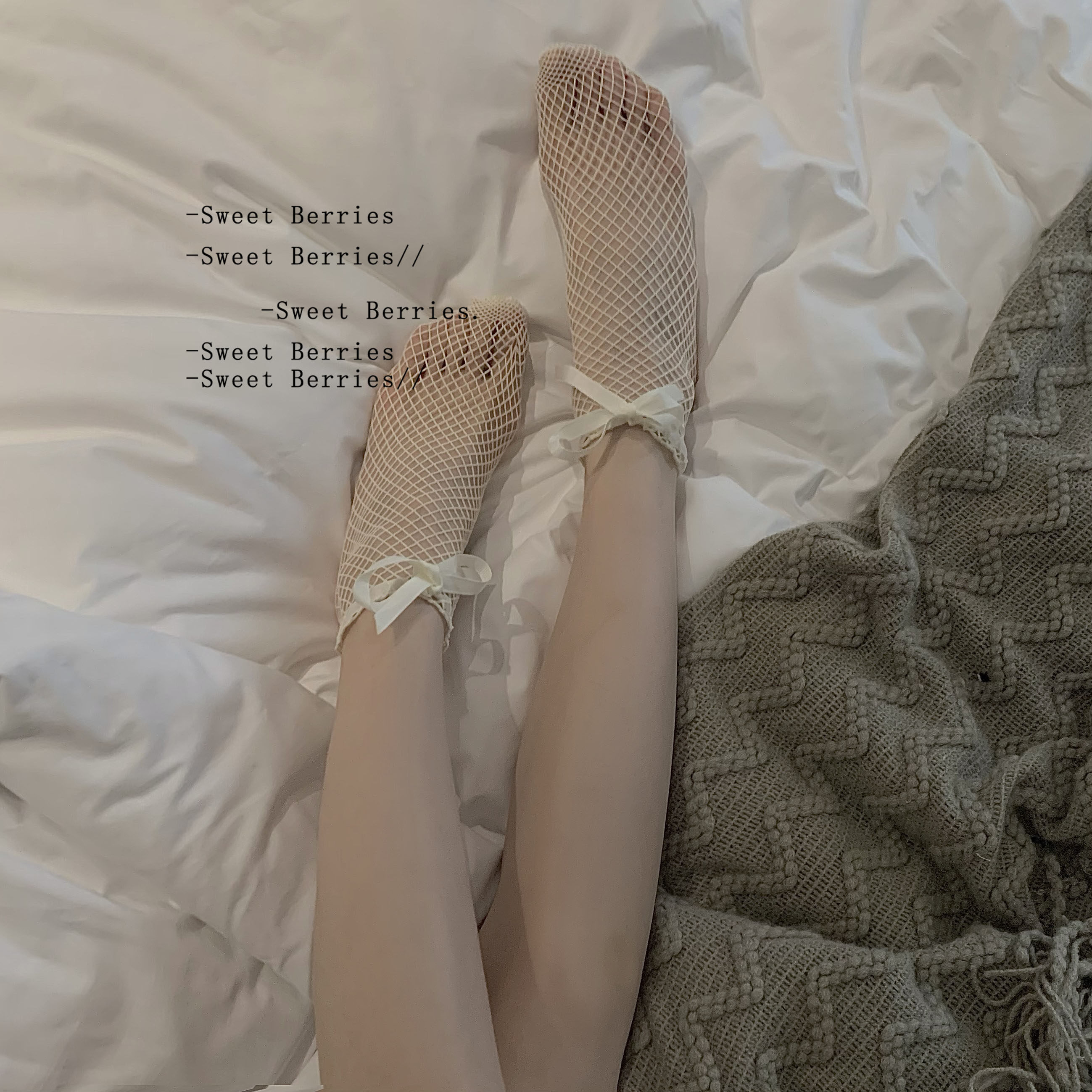 热销渔网袜短袜蝴蝶结