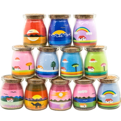 沙画瓶手工diy材料包淘宝优惠券省10元 儿童沙画盒装套装 大号瓶装