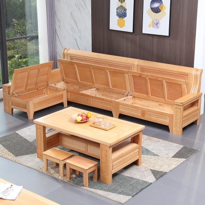 中式全实木榉木沙发1808翻盖储物贵妃小户型百搭沙发送坐垫售价