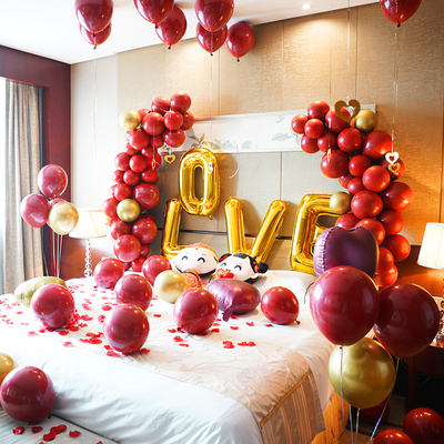 酒店感婚房布置女方出嫁置简单大气简约男新房气球装饰用t品套装